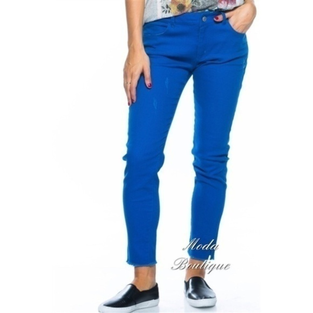 Royal Blue Distressed Jeans